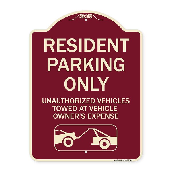 Signmission Parking Restriction Resident Parking Unauthorized Vehicles Towed at Owner Expense, BU-1824-23368 A-DES-BU-1824-23368 - main